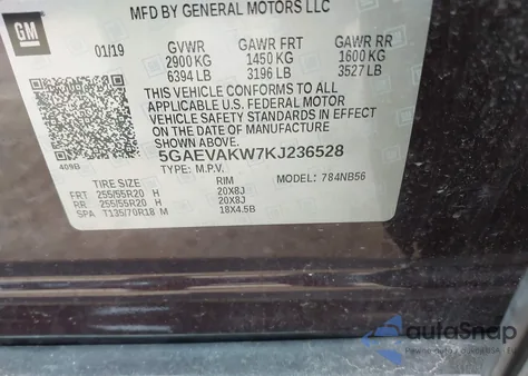 2019 Buick Enclave Awd Essence из США, поврежденный, VIN 5GAEVAKW7KJ236528